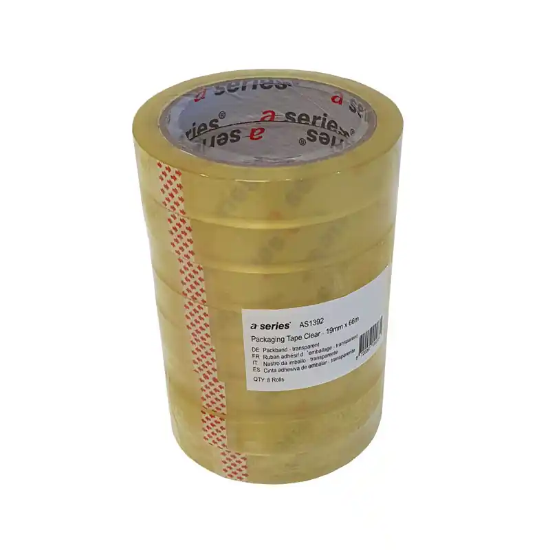 Última Versión PACK 8 ROLLOS CINTA ADHESIVA A-SERIES 19mm X 66m