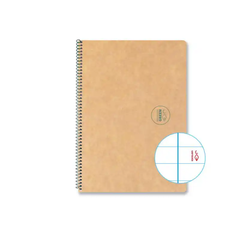 Precio De Fábrica CUADERNO ESPIRAL 50h ESCOLOFI "GREEN ESCOLAR" A5 HORIZONTAL