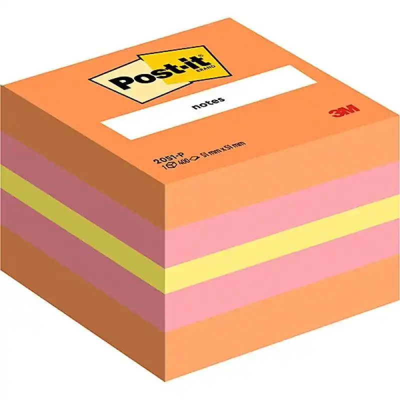 MINICUBO 400h NOTAS POST-IT REPOSICIONABLES 51x51mm - Rosa Certificado