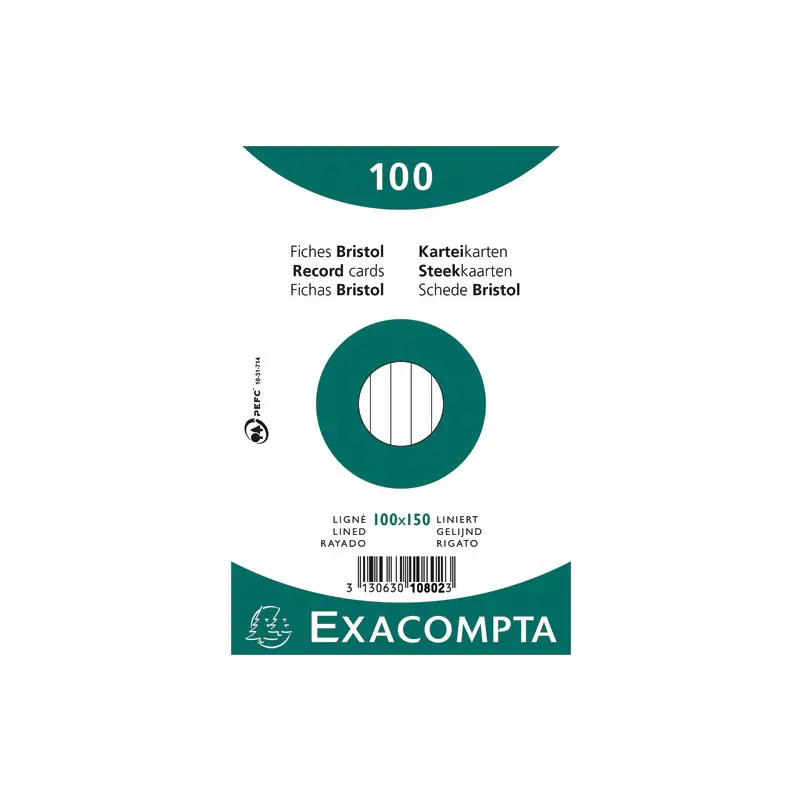 Envío Gratis PACK 100 FICHAS EXACOMPTA HORIZONTAL 100x150mm