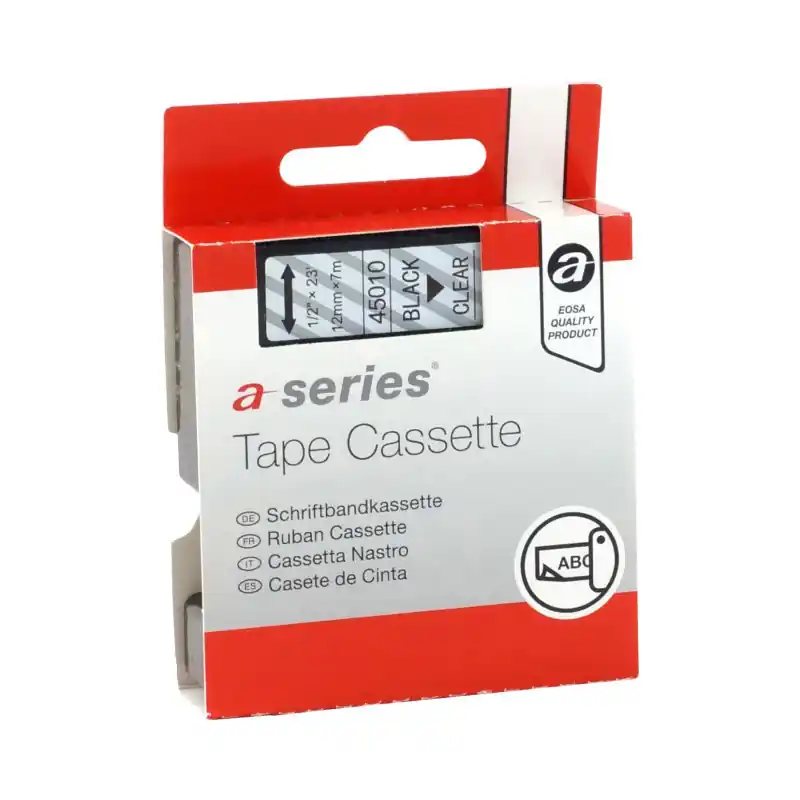 Oferta Especial CINTA ROTULAR A-SERIES PARA DYMO D1 12 mm x 7m TRANSPARENTE - Negro