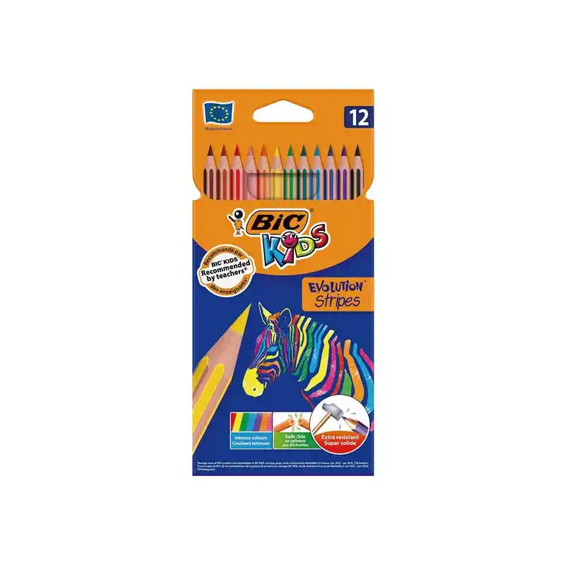 Certificado ESTUCHE 12 LÁPICES DE COLORES BIC EVOLUTION STRIPES