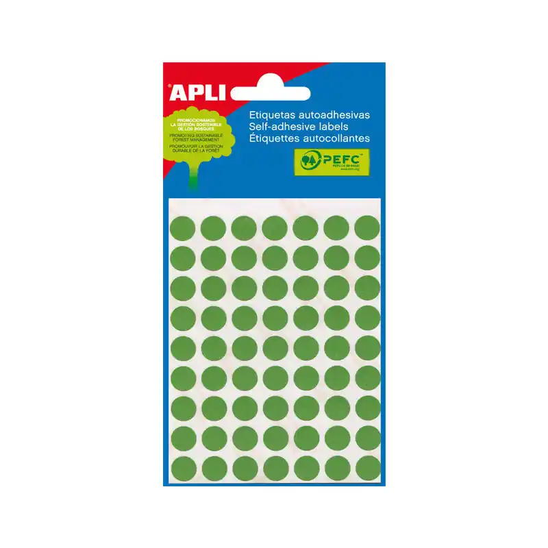 BLÍSTER 5h ETIQUETAS APLI Ø 10mm - Verde Oferta Especial