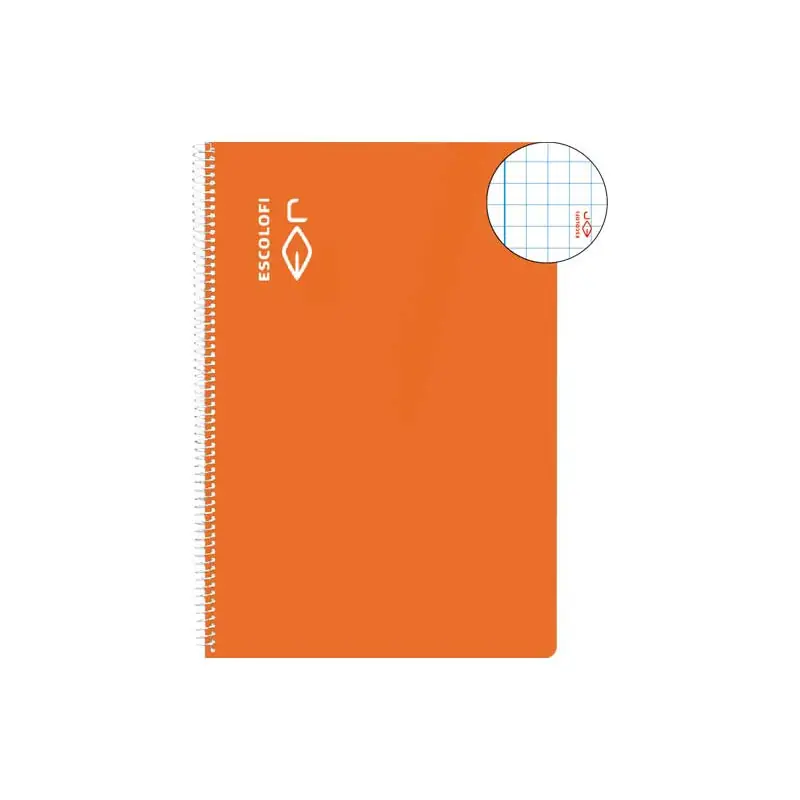 CUADERNO ESPIRAL 80h ESCOLOFI A4 5x5 CON MARGEN - Naranja Tendencia