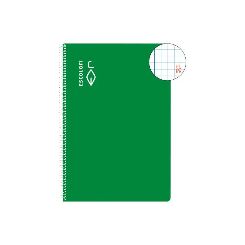 CUADERNO ESPIRAL 80h ESCOLOFI A4 5x5 CON MARGEN - Verde Nuevo Modelo