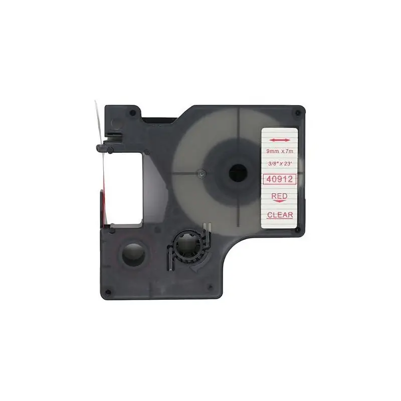 Promoción Exclusiva CINTA ROTULAR A-SERIES PARA DYMO D1 9 mm x 7m TRANSPARENTE - Rojo