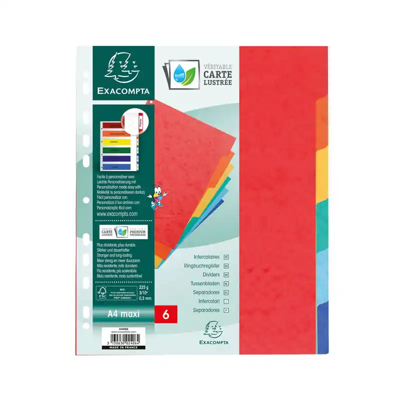 SEPARADORES EXACOMPTA PREMIUM 6 POSICIONES A4+ Súper Precio