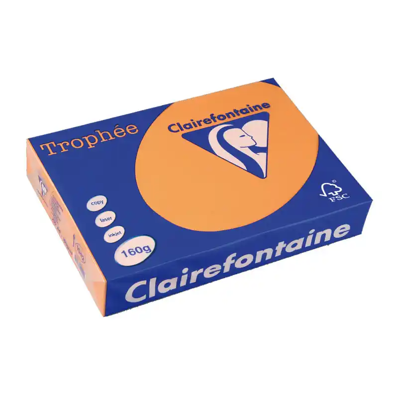 PAQUETE 250h PAPEL TROPHÉE CLAIREFONTAINE 160gr A4 PASTEL - Naranja clementina Envío Gratis