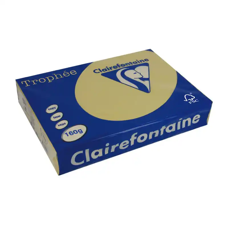 Entrega Rápida PAQUETE 250h PAPEL TROPHÉE CLAIREFONTAINE 160gr A4 PASTEL - Marrón caramelo