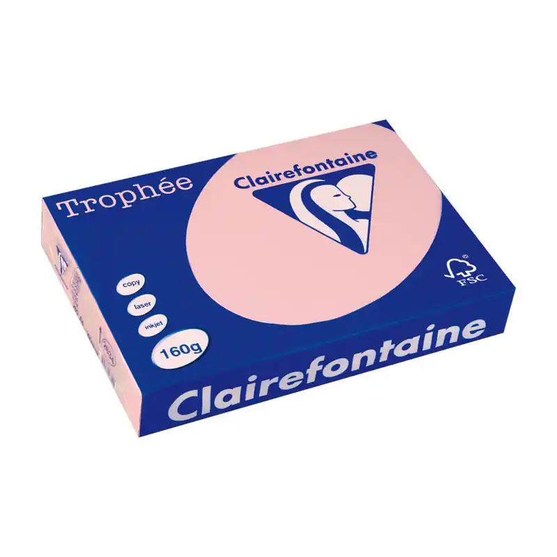 PAQUETE 250h PAPEL TROPHÉE CLAIREFONTAINE 160gr A4 PASTEL - Rosa Entrega Rápida