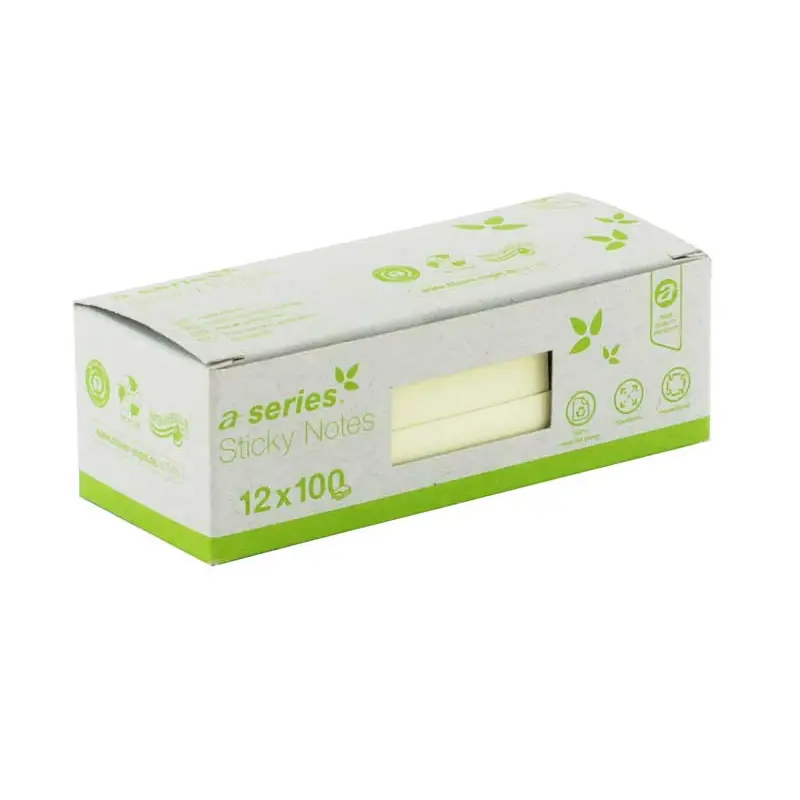 CAJA 12 BLOCS NOTAS ADHESIVAS RECICLADAS A-SERIES 50x40mm Garantía De Devolución De Dinero