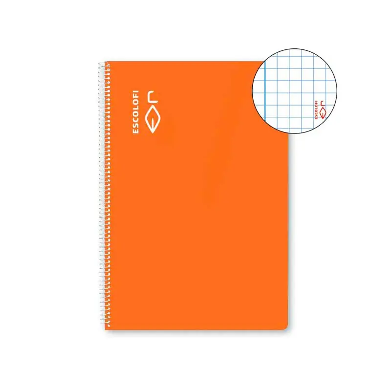 CUADERNO ESPIRAL 100h ESCOLOFI Fº 4x4 CON MARGEN - Naranja Moderno
