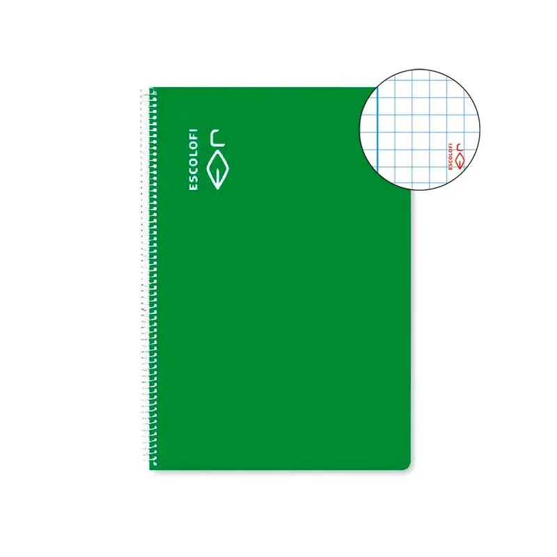 CUADERNO ESPIRAL 100h ESCOLOFI Fº 4x4 CON MARGEN - Verde Promoción