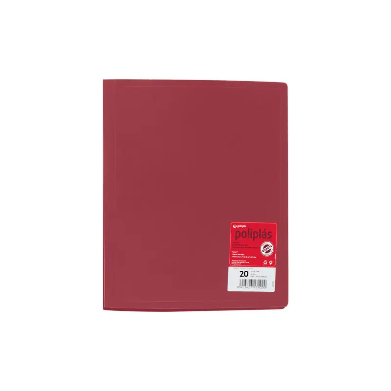 Directo De Fábrica CARPETA CON 20 FUNDAS GRAFOPLAS POLIPLÁS - Rojo granate