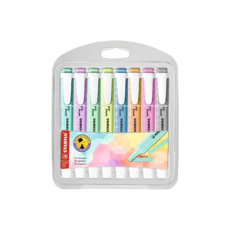ESTUCHE 8 MARCADORES FLUORESCENTES STABILO SWING COOL PASTEL 2 Favorito De Clientes