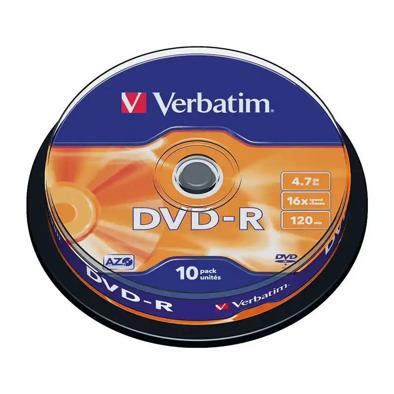 BOBINA 10 DVD-R VERBATIM 16X 4.7GB ADVANCED AZO Solo Por Tiempo Limitado