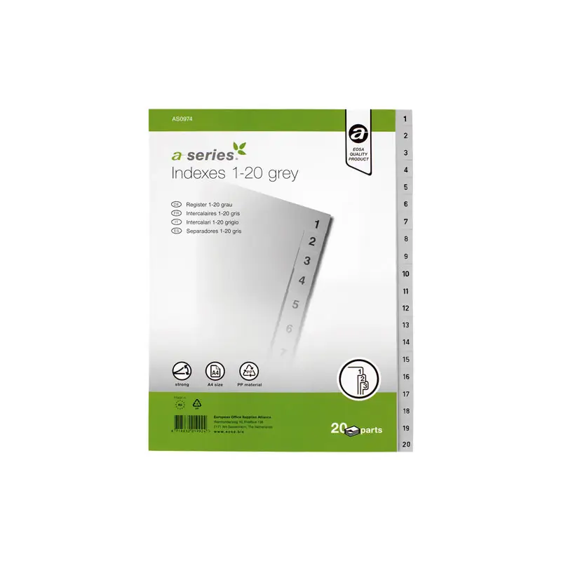 Nueva Colección ÍNDICE A-SERIES DE POLIPROPILENO 1-20 POSICIONES