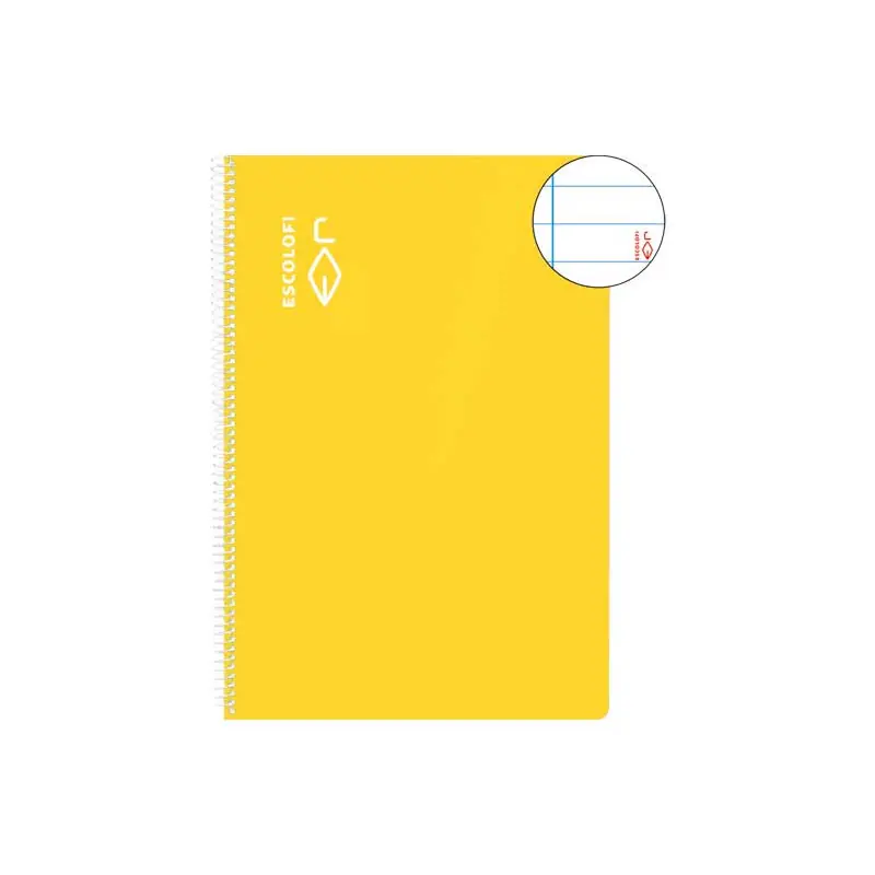 Certificado CUADERNO ESPIRAL 80h ESCOLOFI A4 HORIZONTAL CON MARGEN - Amarillo