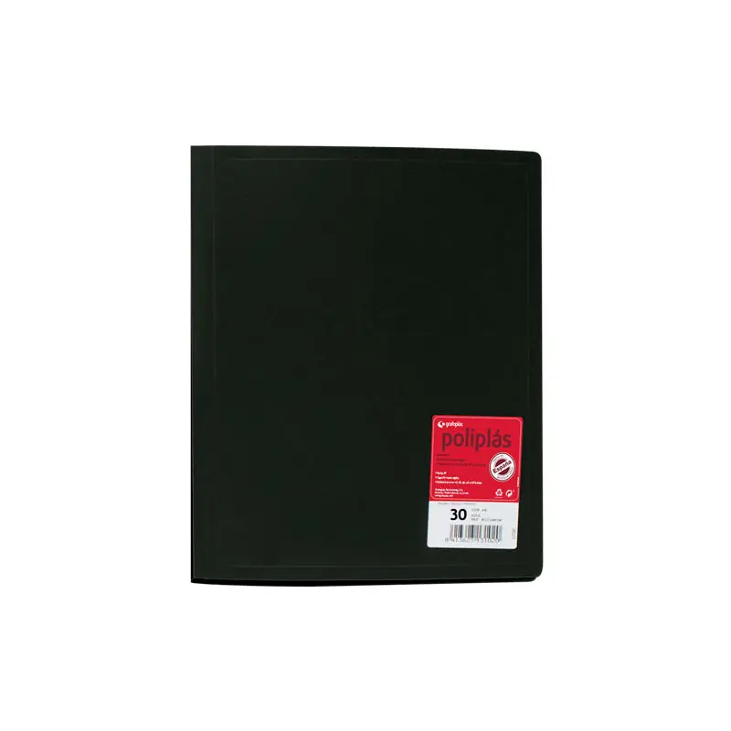 CARPETA CON 30 FUNDAS GRAFOPLAS POLIPLÁS - Negro Envío Inmediato