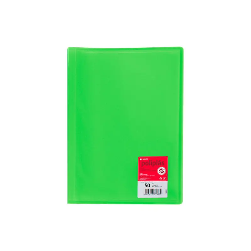 CARPETA GRAFOPLÁS CON 50 FUNDAS POLIPLÁS COLOR TRANSLÚCIDO - Verde Garantía De Devolución De Dinero
