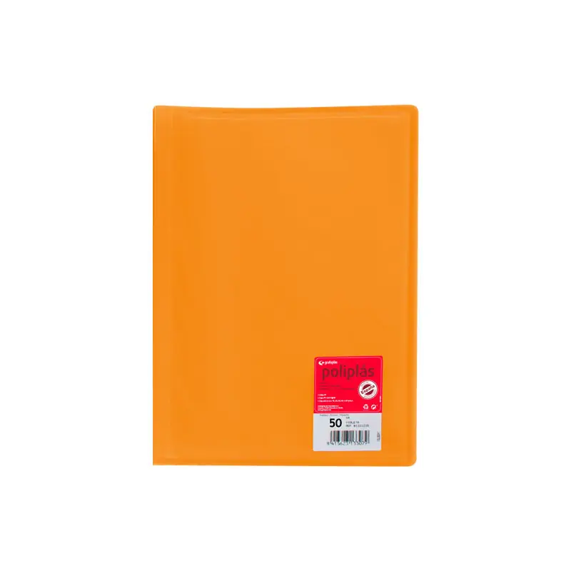 CARPETA GRAFOPLÁS CON 50 FUNDAS POLIPLÁS COLOR TRANSLÚCIDO - Naranja Disponible Ahora
