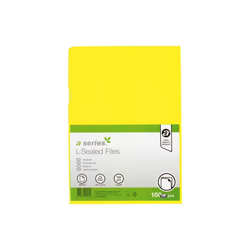 BOLSA 100 DOSSIER UÑERO A-SERIES A4 120 MICRAS COLORES - Amarillo Solo Por Tiempo Limitado