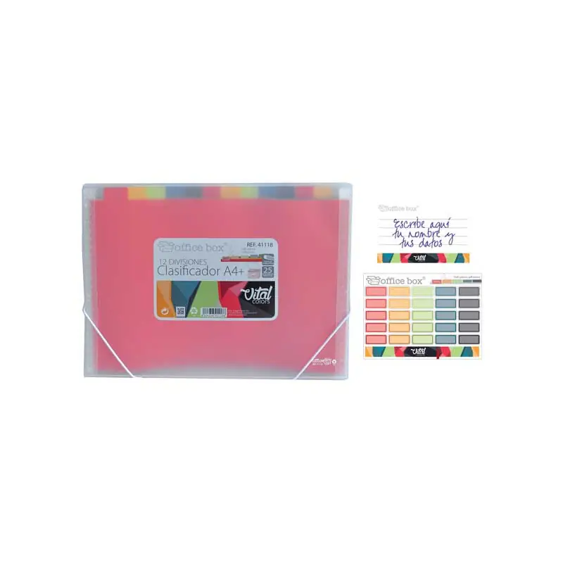 Última Versión CARPETA CLASIFICADORA OFFICE BOX "VITAL COLORS" 12 DIVISIONES
