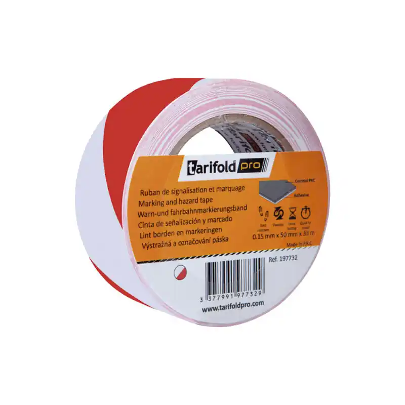 ROLLO CINTA TARIFOLD MARCAJE DE SUELO RAYAS: ROJO/BLANCO Precio De Fábrica