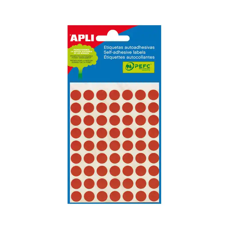 Ocasión Especial BLÍSTER 5h ETIQUETAS APLI Ø 13mm - Rojo