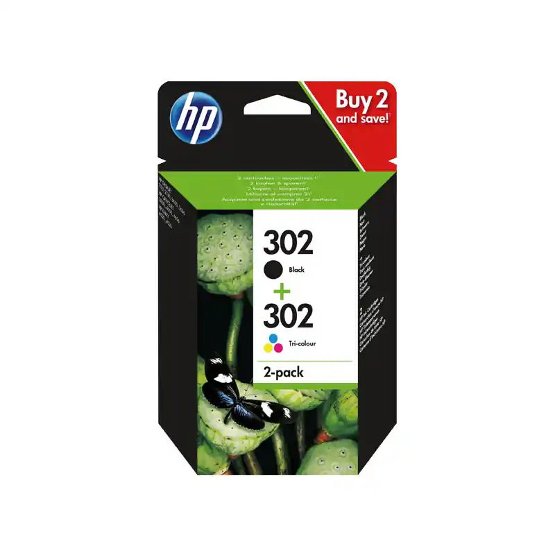 Nuevo Modelo PAQUETE DE AHORRO DE 2 CARTUCHOS DE TINTA ORIGINAL HP 302 NEGRO/TRICOLOR