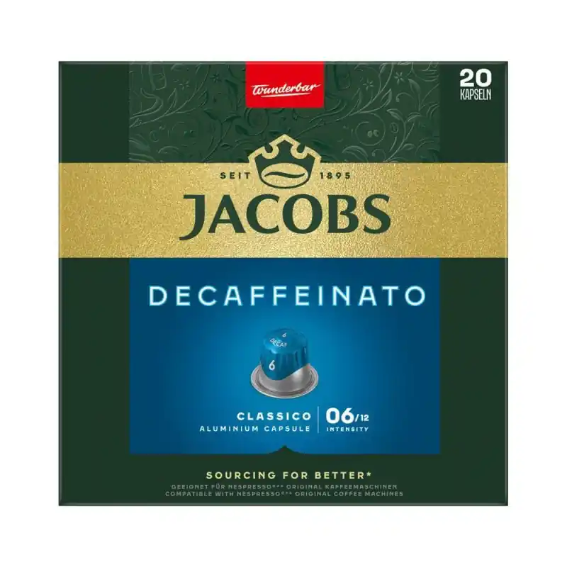 CAJA 20 CÁPSULAS CAFÉ JACOBS "LUNGO 6 DESCAFEINADO" Ordena Ya