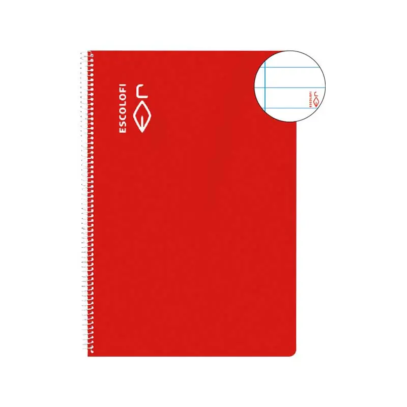 Oferta Especial CUADERNO ESPIRAL 100h ESCOLOFI Fº HORIZONTAL CON MARGEN - Rojo