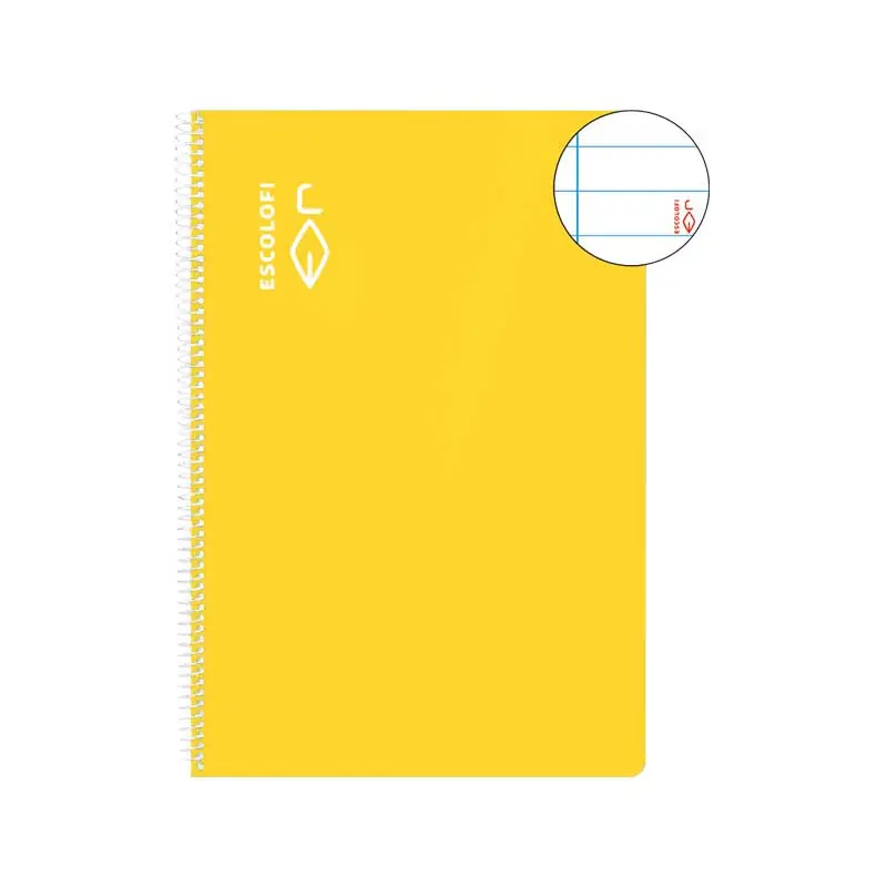 CUADERNO ESPIRAL 100h ESCOLOFI Fº HORIZONTAL CON MARGEN - Amarillo Premium