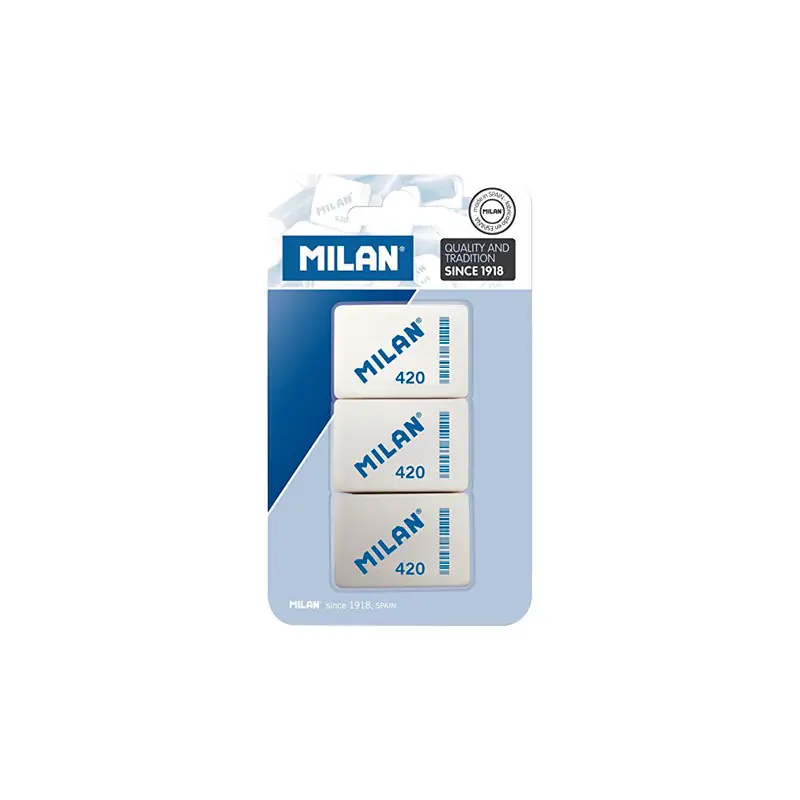 Tendencia BLÍSTER 3 GOMAS DE BORRAR MILAN 420