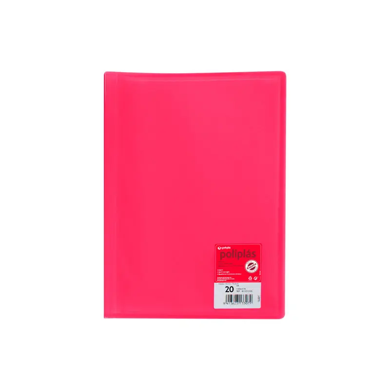 CARPETA GRAFOPLÁS CON 20 FUNDAS POLIPLÁS COLOR TRANSLÚCIDO - Rosa fucsia Certificado