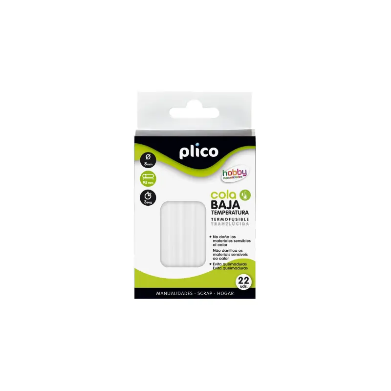 BLÍSTER 22 BARRAS COLA PLICO BAJA TEMPERATURA 8mm x 100mm Garantía De Devolución De Dinero