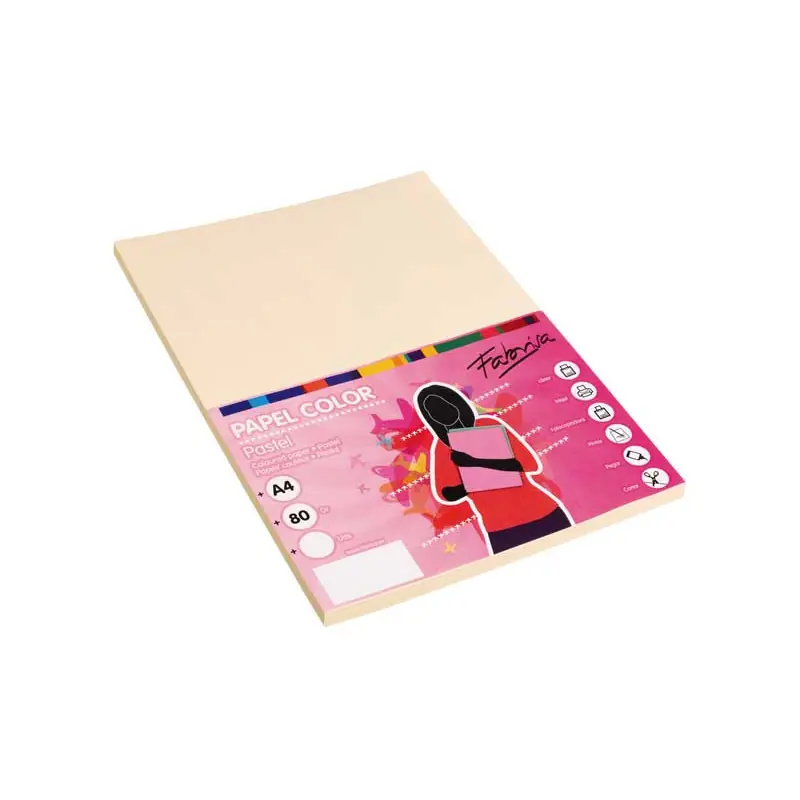 Precio De Oferta PAQUETE 100h PAPEL COLORES FABRISA A4 80gr - marfíl