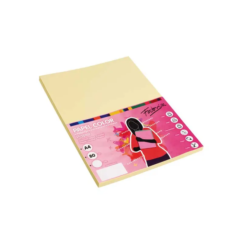 PAQUETE 100h PAPEL COLORES FABRISA A4 80gr - Amarillo Oferta Flash