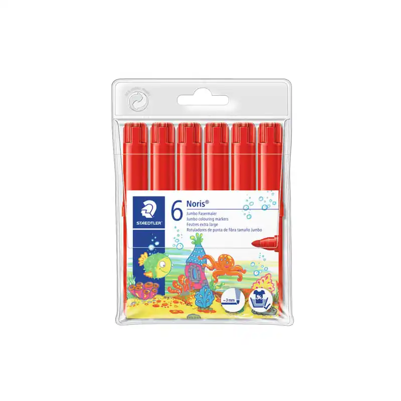 Artesanal PACK 6 ROTULADORES STAEDTLER NORIS JUMBO - Rojo