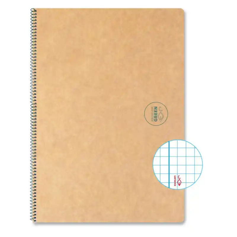 CUADERNO ESPIRAL 50h ESCOLOFI "GREEN ESCOLAR" A4 4x4 Premium