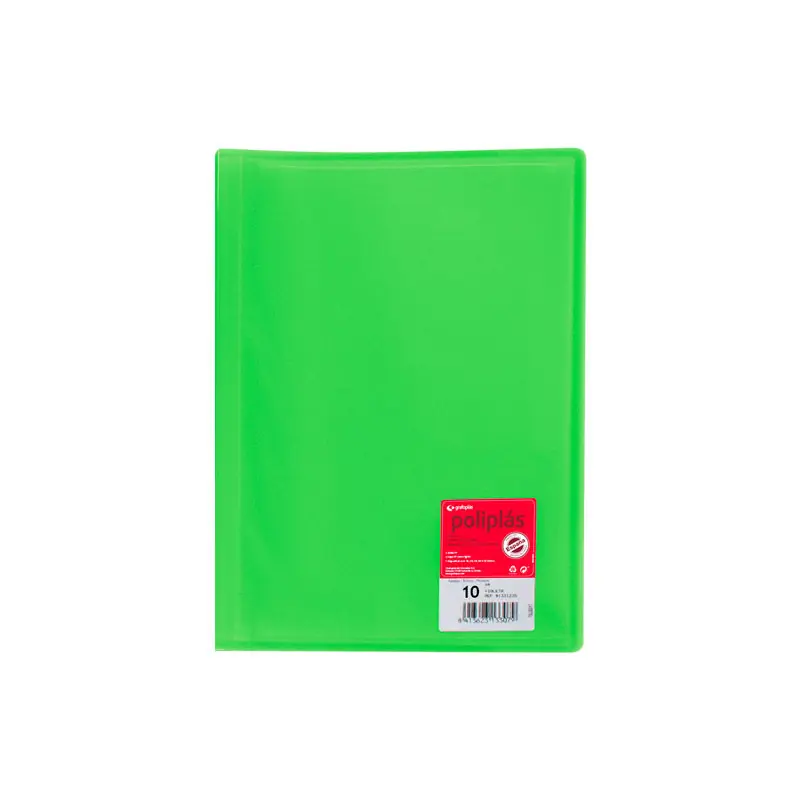 Moderno CARPETA GRAFOPLÁS CON 10 FUNDAS POLIPLÁS COLOR TRANSLÚCIDO - Verde