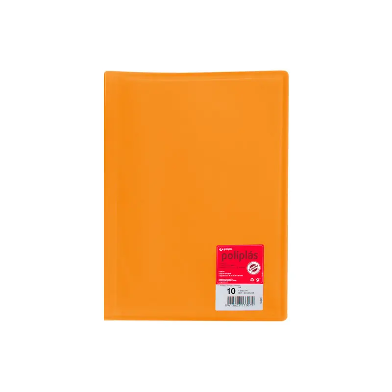 CARPETA GRAFOPLÁS CON 10 FUNDAS POLIPLÁS COLOR TRANSLÚCIDO - Naranja Oferta