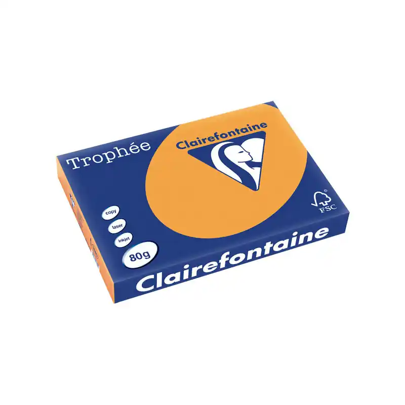 Compra Ahora PAQUETE 500h PAPEL TROPHÉE CLAIREFONTAINE A3 PASTEL - Naranja clementina