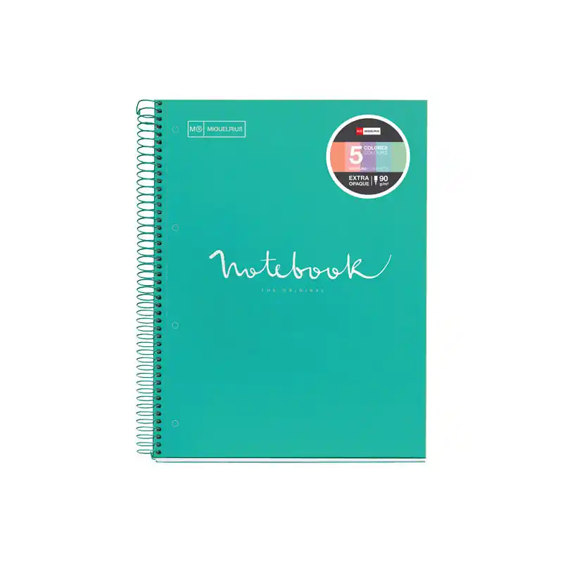 CUADERNO MIQUEL RIUS NOTEBOOK 5 "EMOTIONS" CARTÓN 120h A4 HORIZONTAL PASTEL - Turquesa pastel Última Versión