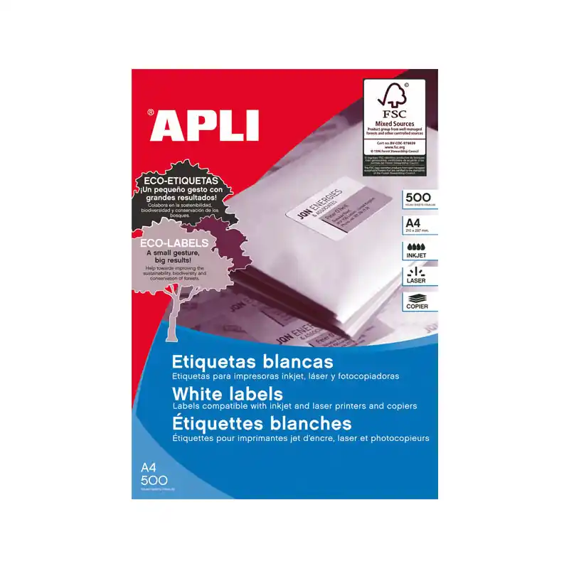 Mejor Precio CAJA 500h ETIQUETAS POLIVALENTES APLI 70x37mm