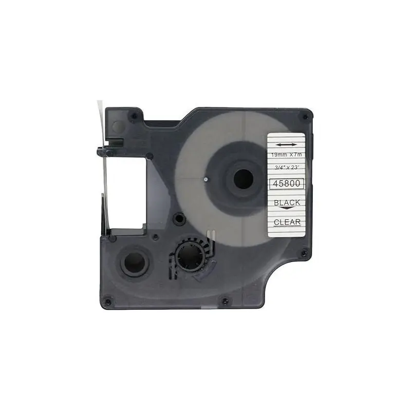 CINTA ROTULAR COMPATIBLE DYMO D1 19 mm x 7m TRANSPARENTE - Negro Artesanal