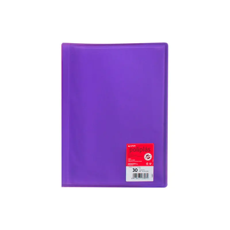 Exclusivo CARPETA GRAFOPLÁS CON 30 FUNDAS POLIPLÁS COLOR TRANSLÚCIDO - Lila