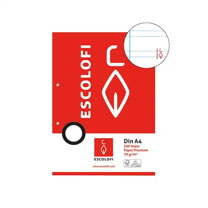 Comprar En Línea RESMILLERÍA 500h ESCOLOFI A4 PAUTA 3,5 CON MARGEN 2 TALADROS