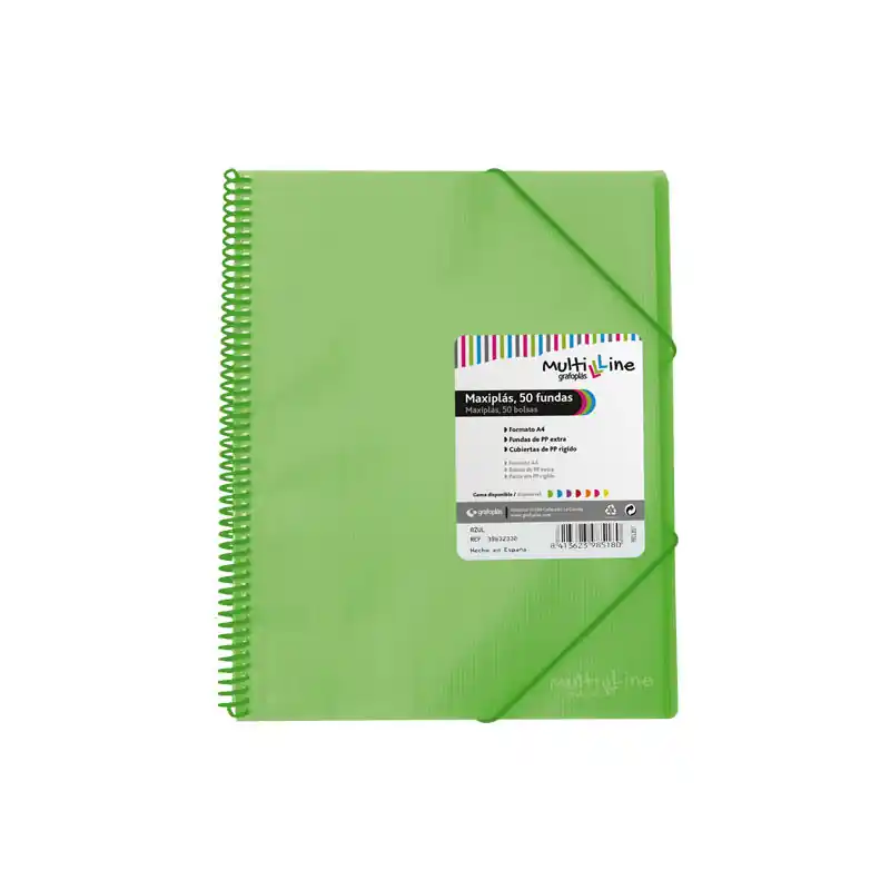 CARPETA GRAFOPLÁS CON 50 FUNDAS MAXIPLÁS PP MULTILINE - Verde Oferta Especial