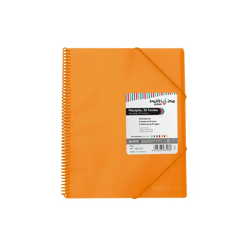 CARPETA GRAFOPLÁS CON 50 FUNDAS MAXIPLÁS PP MULTILINE - Naranja Oferta Limitada